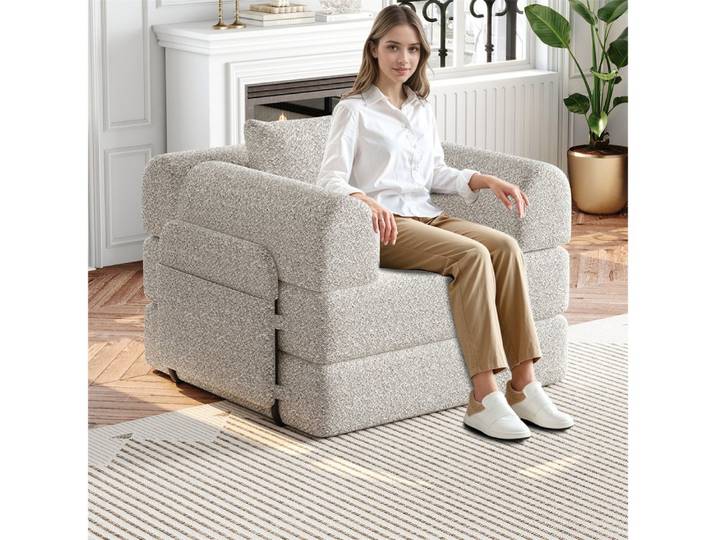 OKWISH Schlafsofa Modernes Chenille-Sofa 2-in-1, mit integriertem Stauraum – mit stabilen Metallrahmen & flexiblem Design für individuelle Raumgestaltung 1 Teile, mit Relaxfunktion