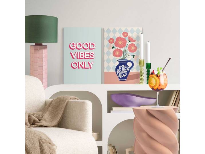 Leinwandbild REINDERS Good Vibes Only , blau (farbe bild(er): blau), B:20cm H:30cm T:5cm, Leinwand, Bilder, Leinwandbild