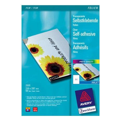 Avery ZW. Ink-Jet Folien A4 2501Z 0,17mm,selbstklebend 50 Blatt (2501)