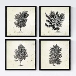 POSTER Set mit 4 Blättern der verschiedene Richtungen 20x20cm Schwarzer Rahmen