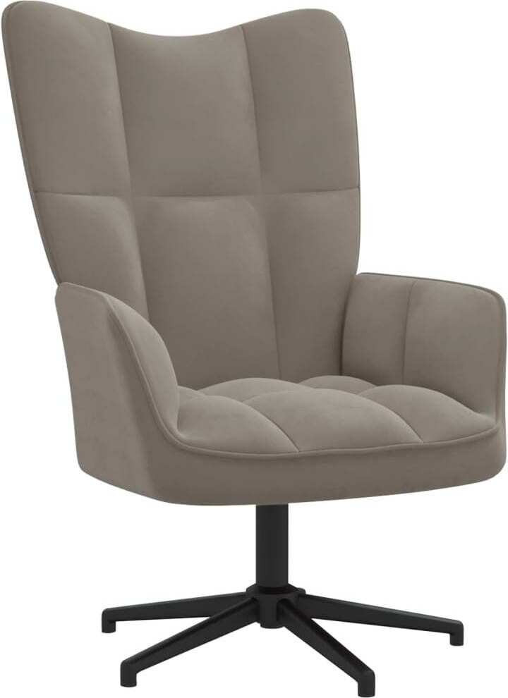 Syfax Relaxstoel in lichtgrijs fluweel met modern design