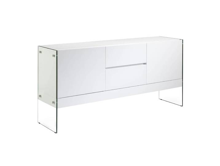 Buffet en bois blanc et verre trempé