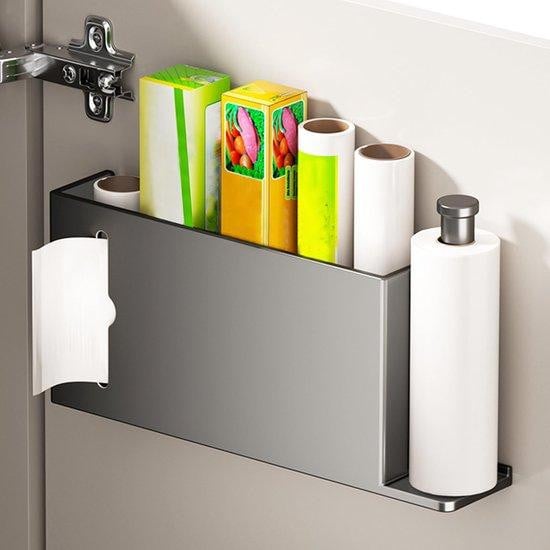 Unyqoos Zelfklevende opbergbox medium grijs - Roestbestendige organizer van koolstofstaal voor de keuken en badkamer