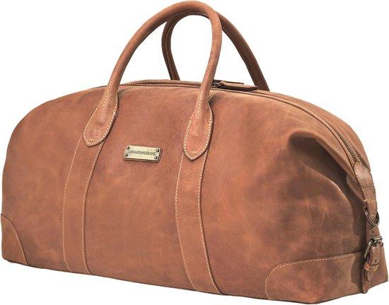 DRAKENSBERG Wochenendtasche 'David' - Lederen Reisekoffer für Damen und Herren im Vintage-Design, erweiterbar, 60 Liter, Cognac-Braun (55 cm)