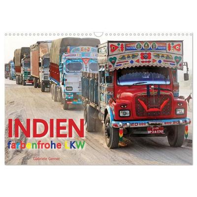 Indien Farbenfrohe LKW (Wandkalender 2027 DIN A3 quer), CALVENDO Monatskalender