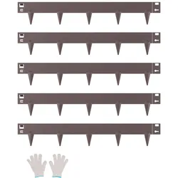 VEVOR Rasenkante, 5er-Pack, 990x156x1,5 mm, Metall-Beeteinfassung, Beetumrandung, robuste Raseneinfassung, einfach zu installieren, Trennwand für Blumenbeete, Hofwege, Braun