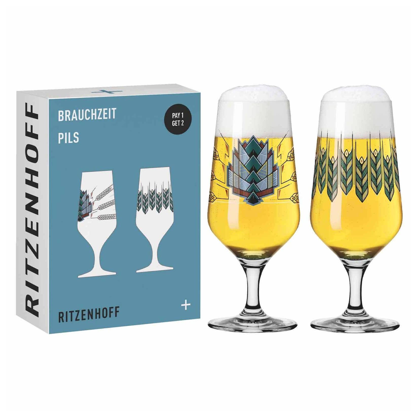 Ritzenhoff Pilsgläser mit Motiv Brauchzeit 374 ml 2er Set
