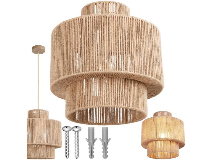 Suspension ALLEGRA en jute au style bohème 40W - marron naturel