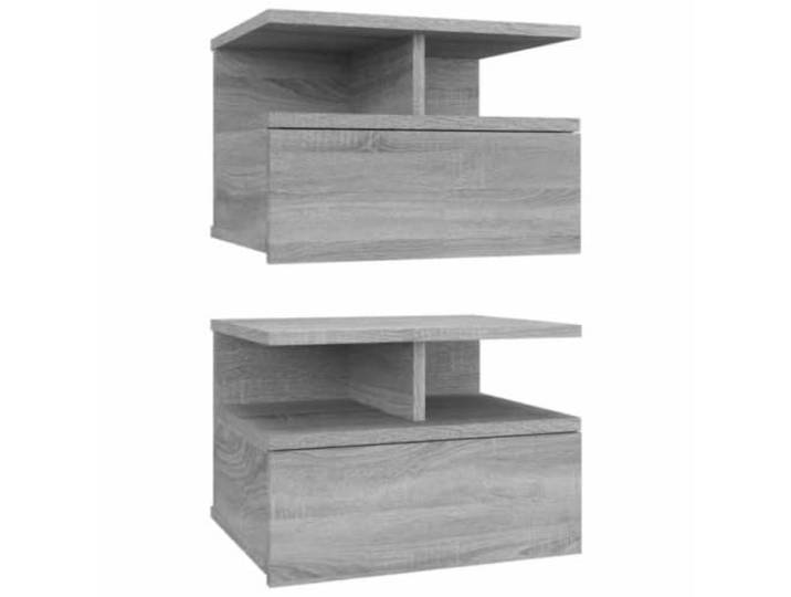Heofavd 2er Set Hängender Nachttisch Grau Sonoma 40x31x27 cm Holzwerkstoff