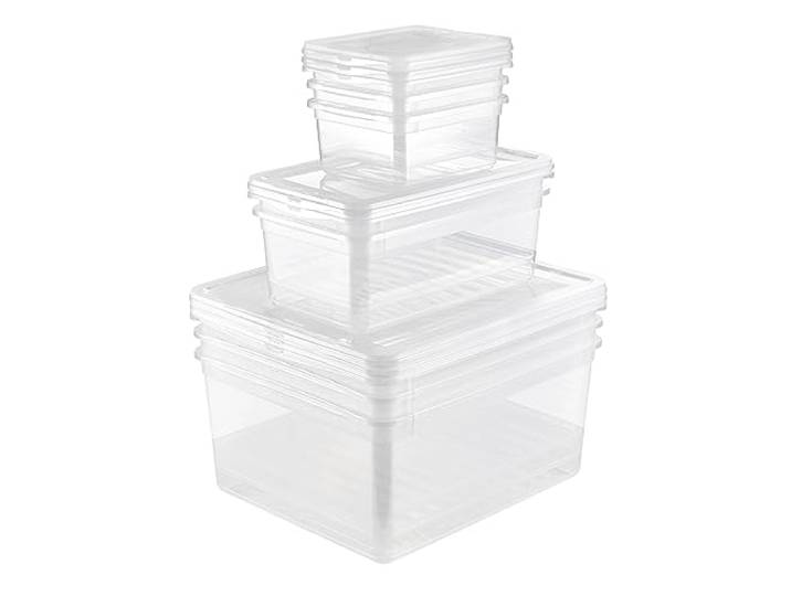 keeeper bea Aufbewahrungsboxen, 8-teiliges Set, Transparent Patentiertes Air Control System, Dauerhafte Belüftung oder Staubschutz, Sicheres Stapeln, Klick-Verschluss an Deckellaschen