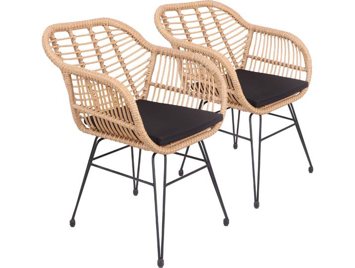 Lot de 2 fauteuils en rotin synthétique avec coussins CINTA
