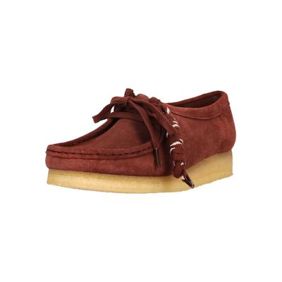 Schnürschuh CLARKS "Wallabee. Deep Red Sde", Damen, Gr. 36, braun (rot), Leder, Schuhe Schnürschuh, mit ikonischer Sohle
