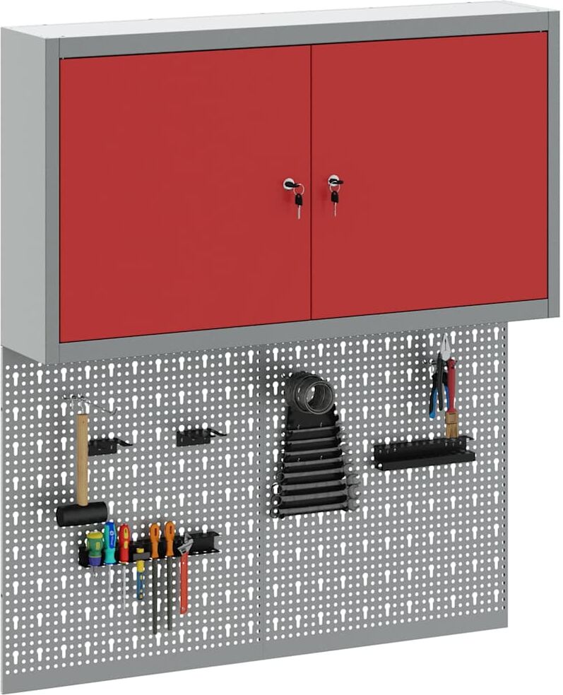 vidaXL Ensemble d'armoires à outils avec étagère 3 pièces Rouge