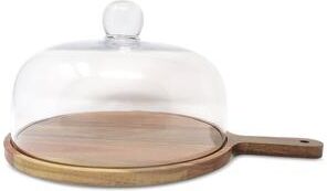 Classic Touch Glass Cake Dome on Wooden Board Base