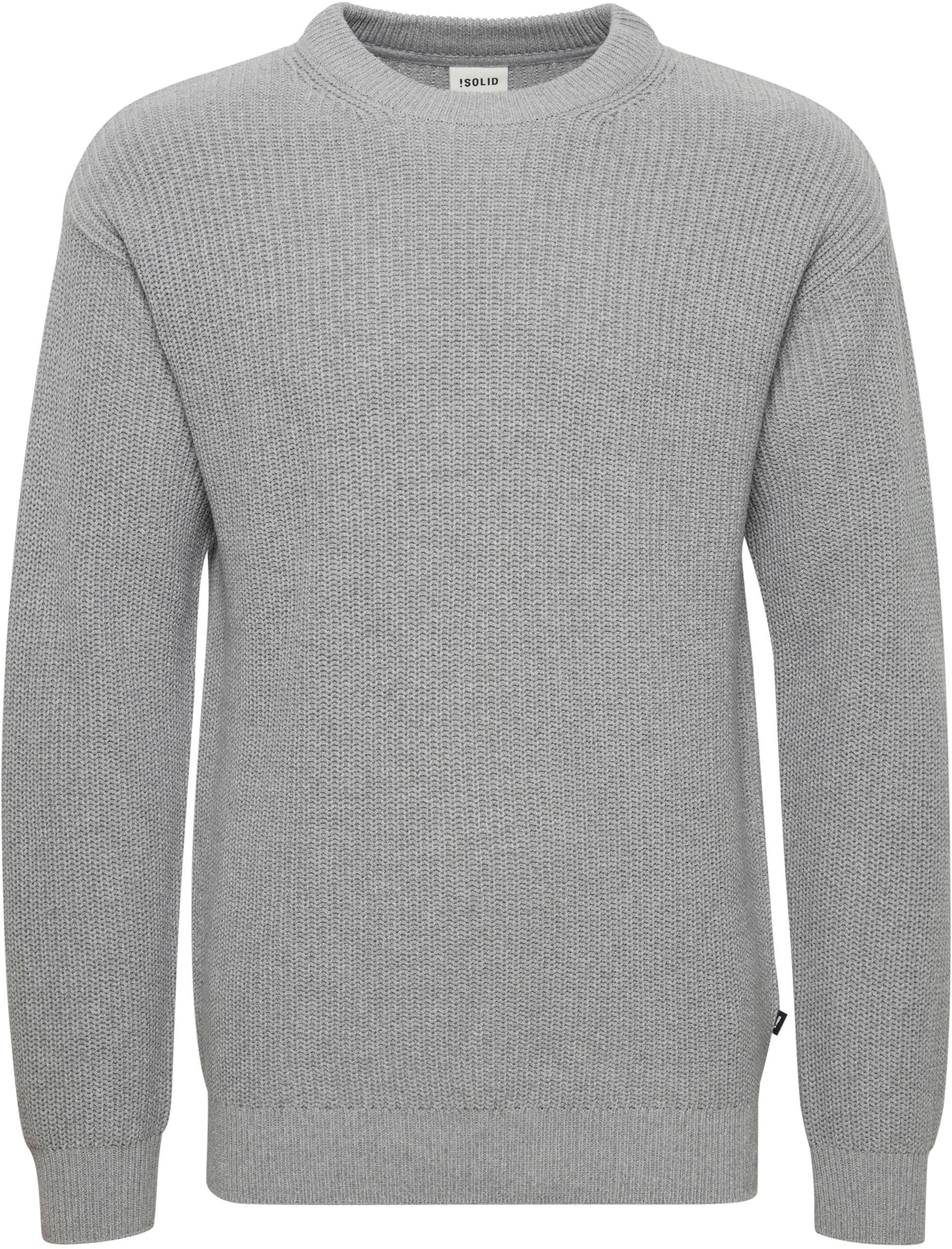 !solid Rundhalspullover SOLID "Rundhalspullover SDGorell", Herren, Gr. M, grau (griffin melange), Obermaterial: 70% Baumwolle CO recyc.. 30% Polyester Pol. recyc.., Pullover Rundhalspullover
