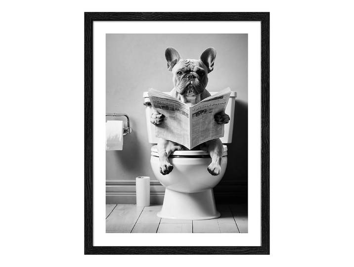 Tableau Bouledogue amusant Verre : verre float Cadre : panneau de fibres de bois à densité moyenne MDF , pelliculé Gris 33 x 43cm