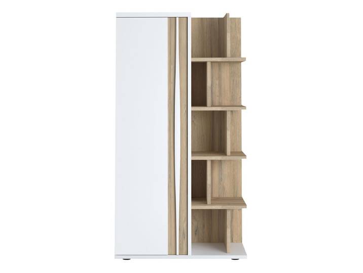 Bibliothèque INSTA blanc brillant/ décor chêne