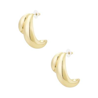 Paar Creolen ADELIA´S "Ohrringe Creolen goldfarben, mit geschwungener Form", Damen, Gr. Damen, gold (goldfarben), Ohrringe, Modischer Modeschmuck: goldfarbene Creolen mit geschwungener Form