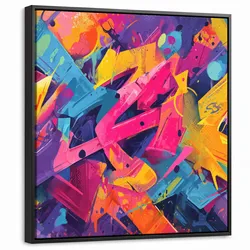 LEINWAND Bilder mit Rahmen - Abstrakt - Formen - Farbenfroh - 50x50