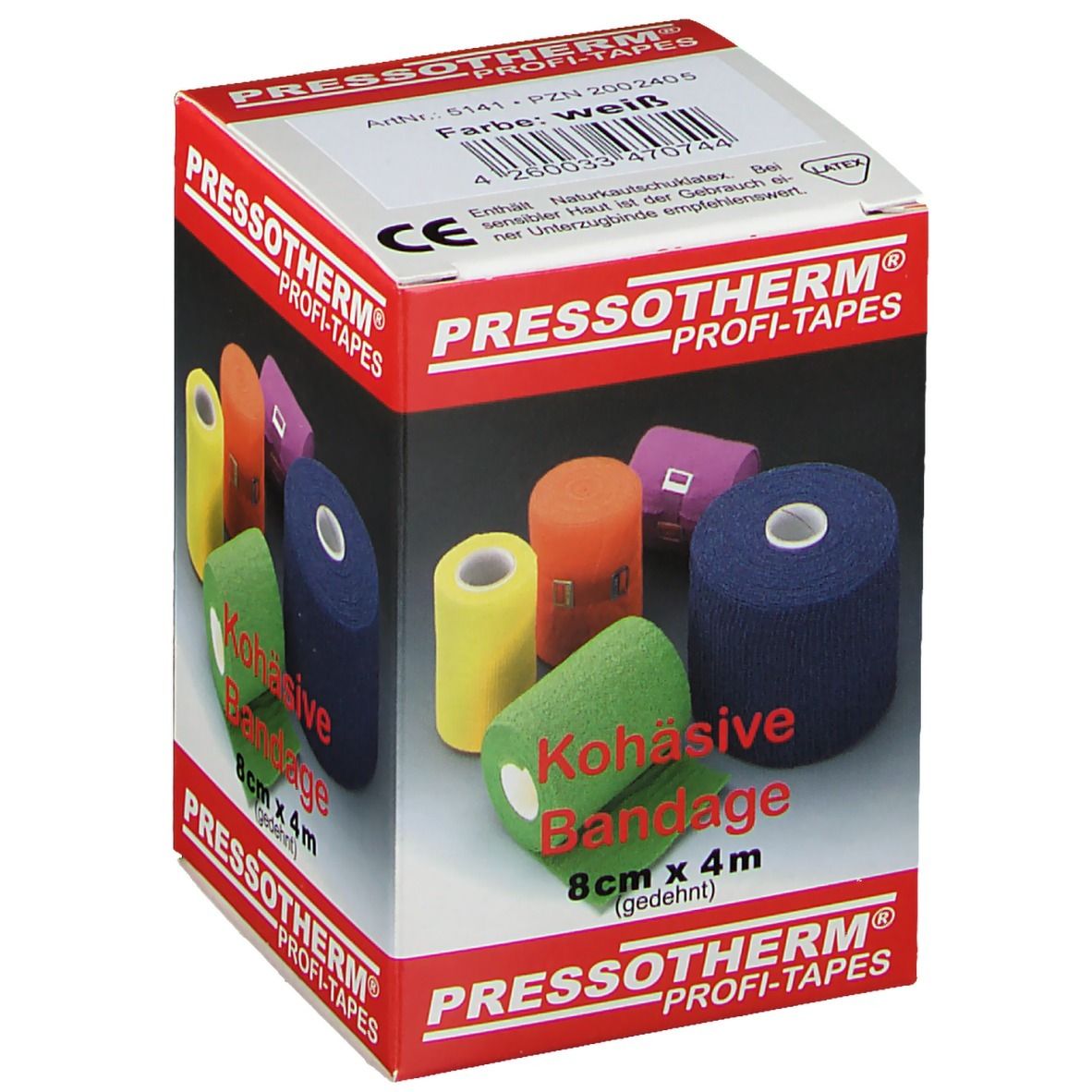 Pressotherm Kohäsive Bandage 8 cmx4 m weiß 1 St Binden