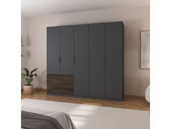 Drehtürenschrank Koda 226cm 3 Grau/Graumetallic