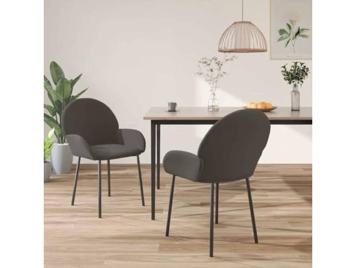 HEFZGDB Esszimmerstühle 2 STK. Dunkelgrau Samt Ergonomische Polsterung Metallrahmen Esszimmerstühle Dunkelgrau Samt Ergonomische Polsterung Metallrahmen