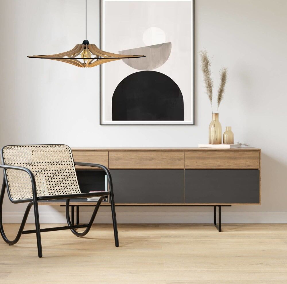 CAMIF Suspension effet bois brut et noir d65 Marron 65x17x65cm