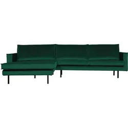 Ecksofa Rodeo Chaiselongue Samt, modern, links, grün, elegantes Design für 3–4 Personen