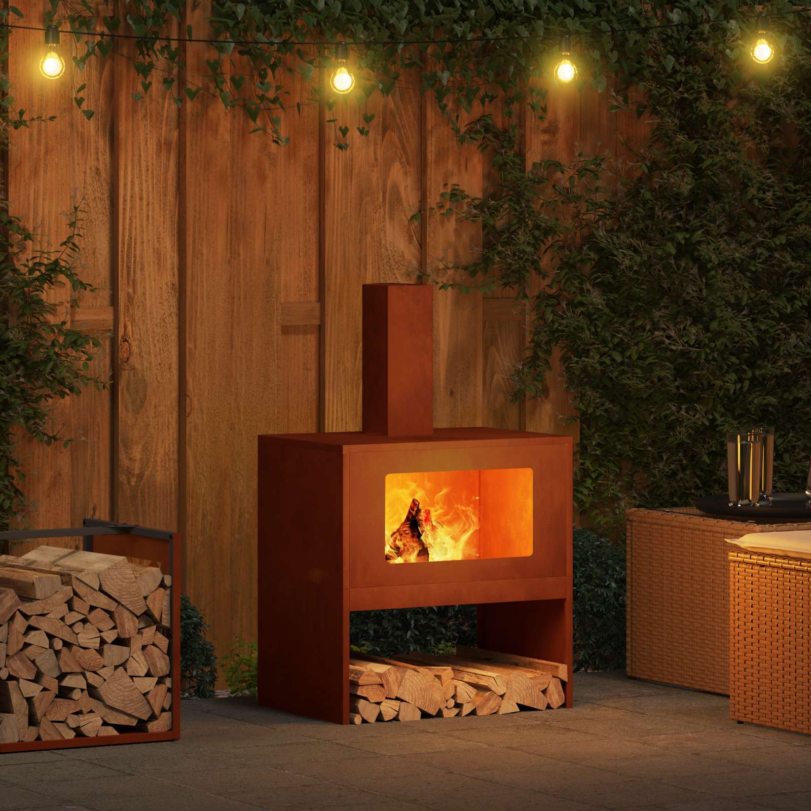 vidaXL Braise Rouillé 60 x 40 x 96 cm Acier patiné