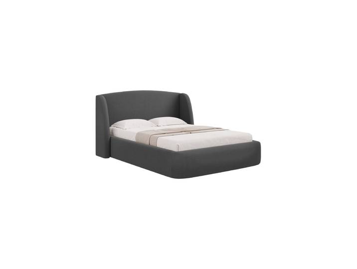 Design Polsterbett „Aude“ mit Ablagefach, Strukturstoff Dunkelgrau CXL by Christian Lacroix