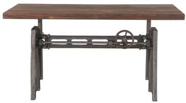 World Interiors Artezia 60-Inch Reclaimed Teak Wood Desk with Adjustable Crank