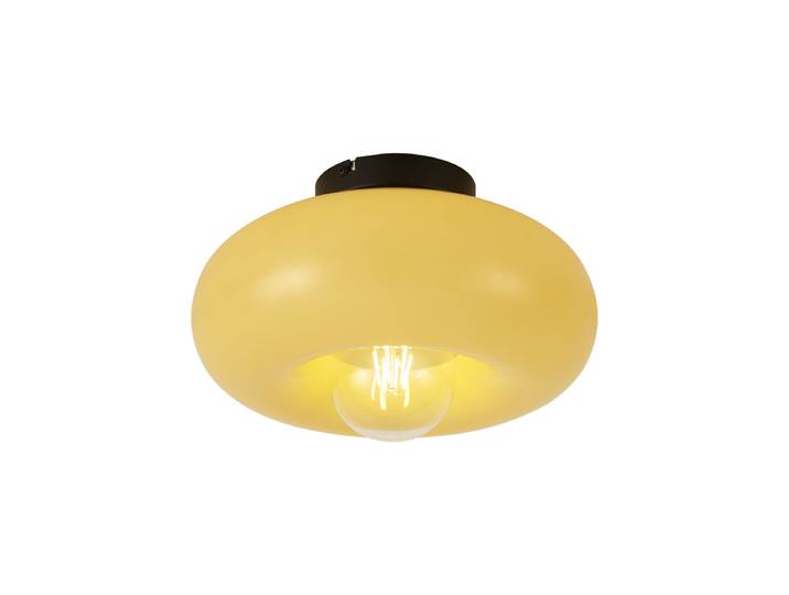 Plafonnier rétro noir avec verre jaune 30 cm - Glaze