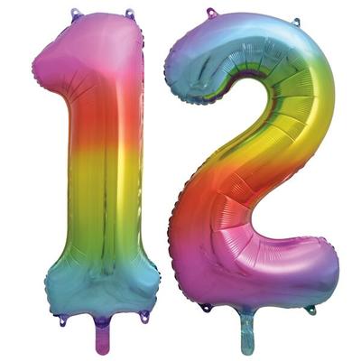 XL Folienballon Regenbogen Zahl 12