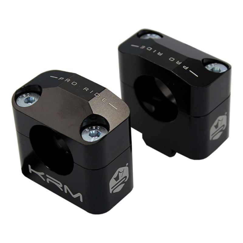 Pontets rehausse de guidon alu noir KRM Pro ride pour guidon Ø28.6mm