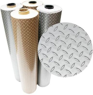 Rubber Cal Rubber-Cal Diamond-Plate Metallic PVC Flooring - 2.5 mm x 4 ft.