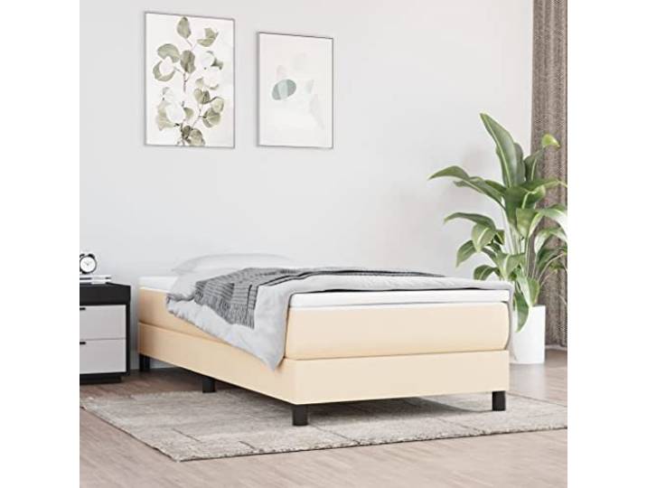 RJPLMFV Lattenrost mit Matratze, 100 x 200 cm, cremefarben Taschenfedern, mittlere Halterung, Sperrholzlatten, atmungsaktiver Stoff