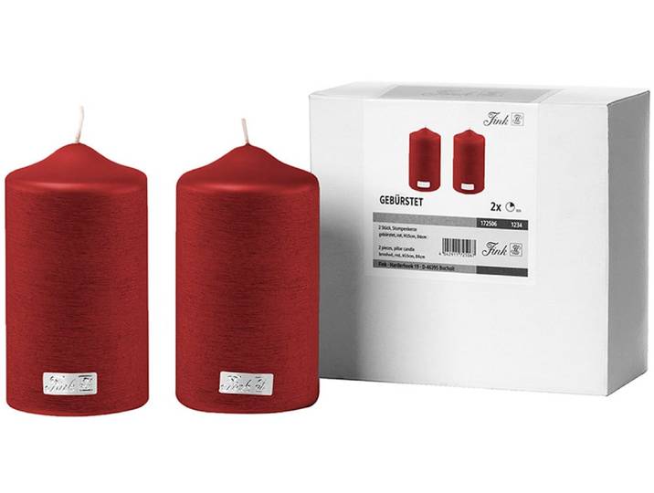 Stumpenkerze FINK CANDLE , rot, H:15cm Ø:8cm, Kerzen, Stumpenkerze