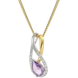 trendor 21198 Damen Gold-Anhänger 333 Bicolor Amethyst mit vergoldeter Kette, 45 cm