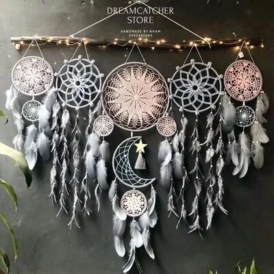 Uplifted Finds 5 Piece Celestial Macrame Dream Catcher Set   Boho Moon & Star Wall Hangings mixed