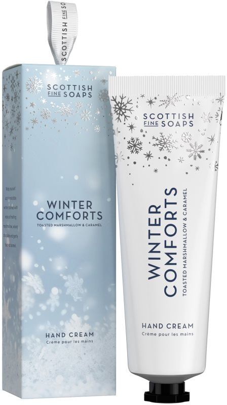 Scottish Fine Soaps Winter Comforts crème mains dans une boîte parfums Toasted Marshmallow & Caramel 75 ml