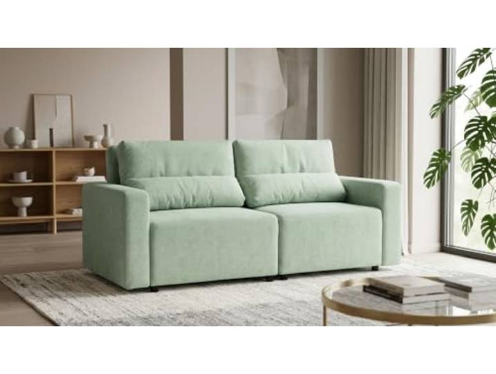2-Sitzer-Sofa, ausklappbares Schlafsofa mit Stauraum, puderrosa, Komo Family Möbel