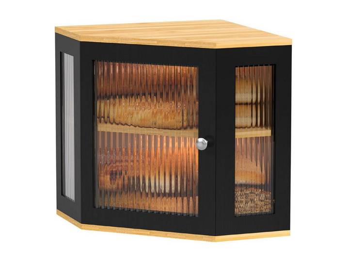 LuxusKollektion Brotkasten Brotkasten Bambus Eckbrotkasten 2 Etagen Holz Brotaufbewahrungsbox, Naturmaterialien