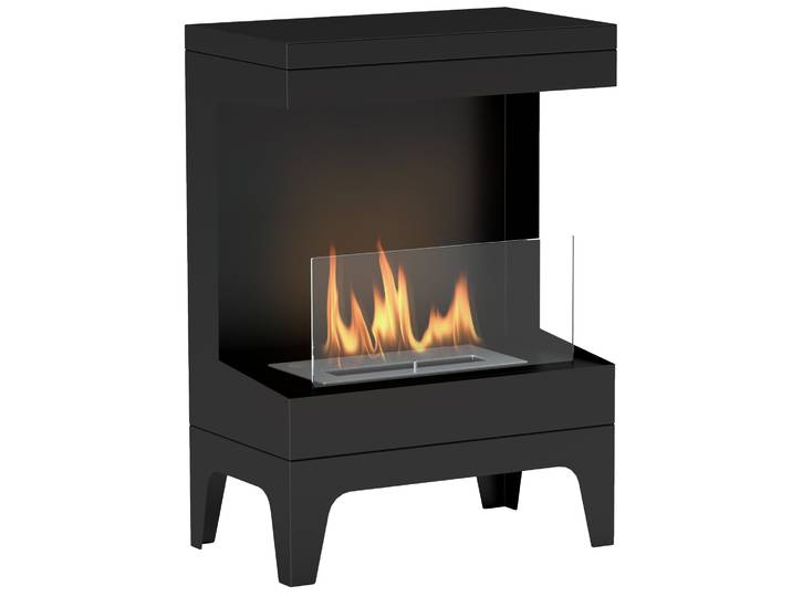 Cheminée au bioéthanol en acier Homcom avec verre Homcom 38X22X54 cm Noir