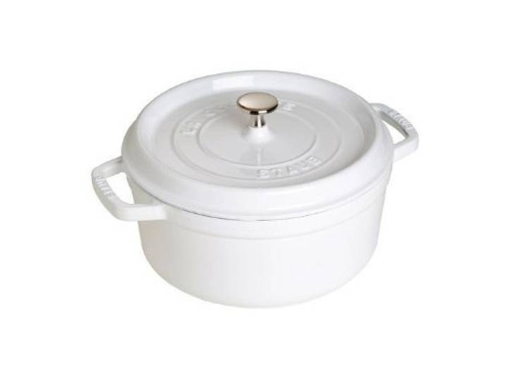 Staub 1102402 Cocotte, 24 cm rund, Bräter aus Gusseisen, weiß