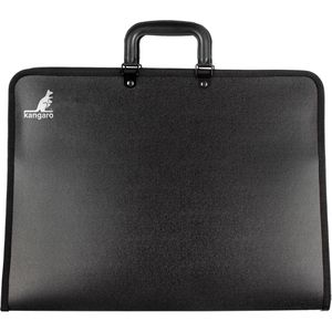 Kangaro Zeichenmappe K-830212, schwarz, A3, aus Kunststoff, mit Reißverschluss, 3 Fächern und Griff