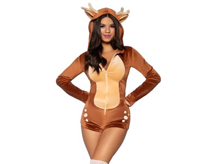 Leg Avenue Velvet Fawn Romper Kostuum Dames, M (Bruin)
