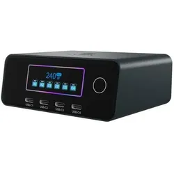 Icy Box Diamond Charge 2401 240W Ladestation mit LCD-Display (240 W, 6 Ports), USB Ladegerät, Schwarz