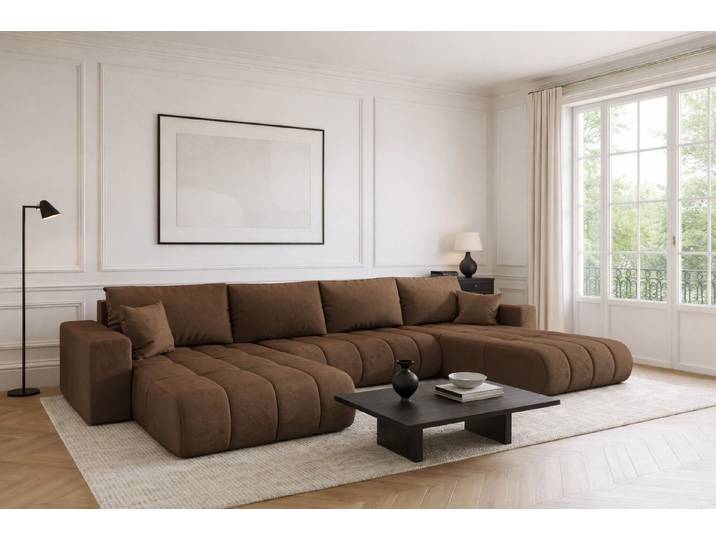Kaiser Möbel Ecksofa U-Form Sofa mit Schlaffunktion im Veloursstoff Monolith MILO U PREMIUM, U-Form,Samtweiche Veloursoberfläche,Wasser- und schmutzabweisend