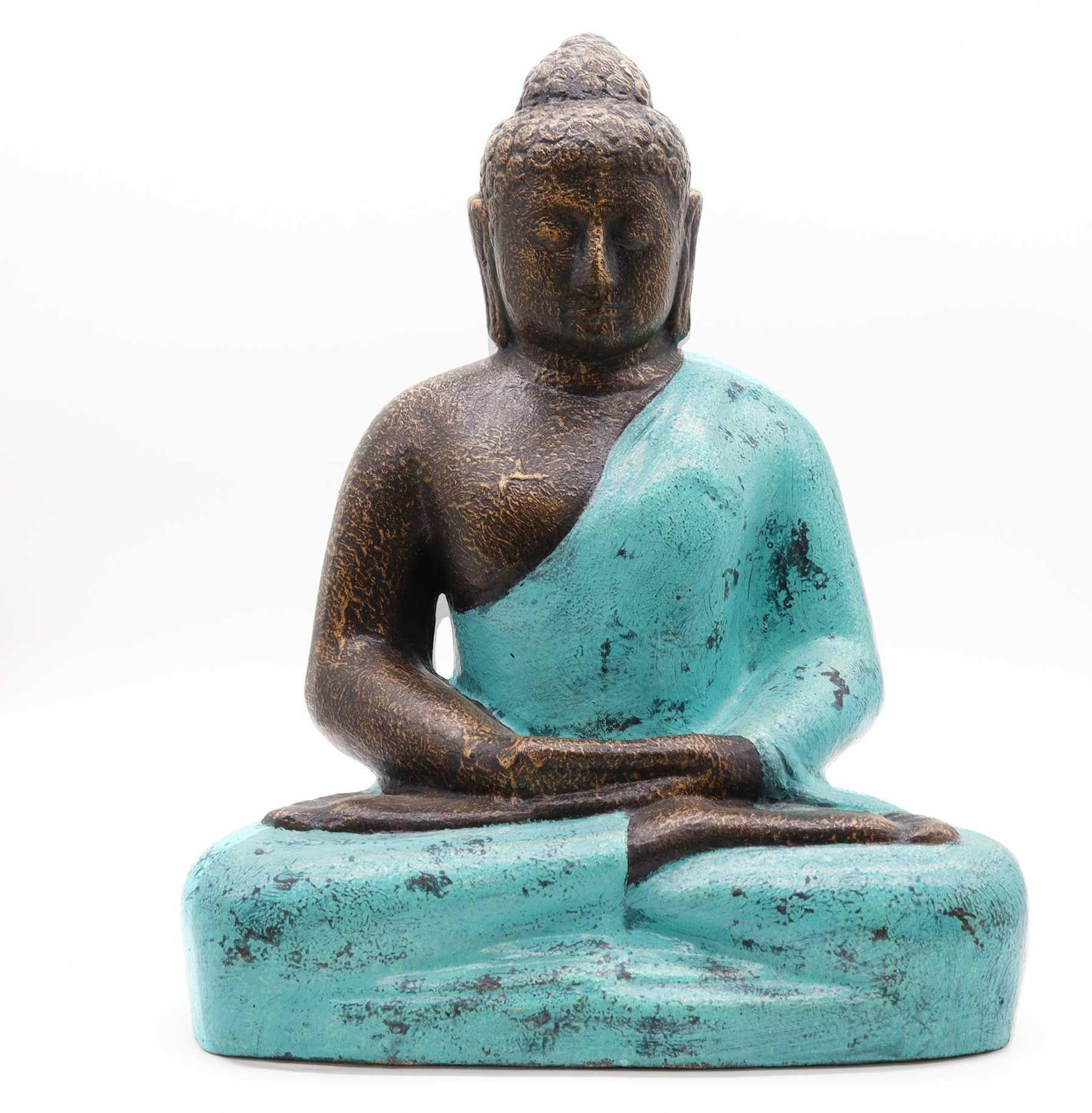 Ancient Wisdom Buda Mediano Tafeldecoratie, Klassiek, Turquoise en Steen, Hoogte: 0,5 meter