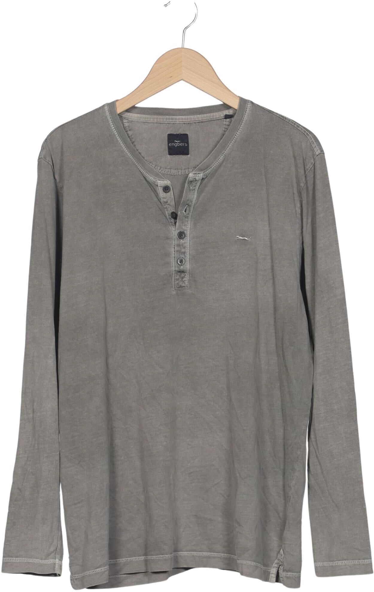 engbers Herren Langarmshirt, Grau, Gr. L, Baumwolle - Second Hand